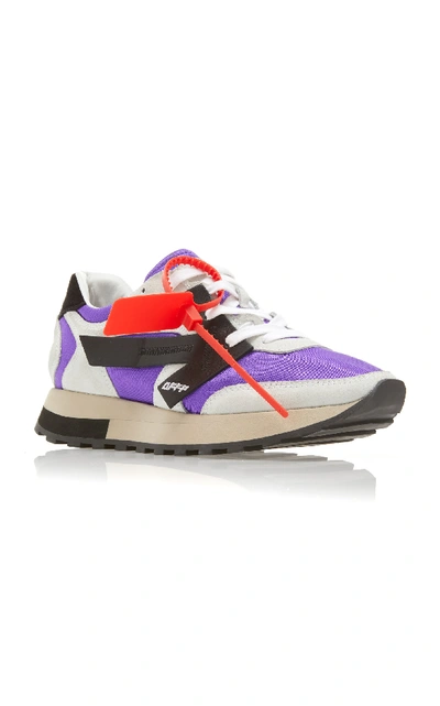 Shop Off-white Color-block Suede And Faille Sneakers In Purple