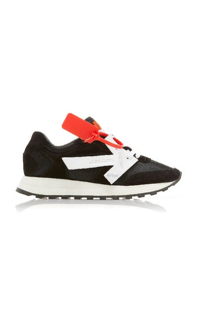 Shop Off-white Color-block Suede And Faille Sneakers In Black