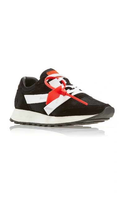 Shop Off-white Color-block Suede And Faille Sneakers In Black