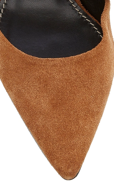 Shop Proenza Schouler Leather-trimmed Grommet-embellished Suede Mules In Brown