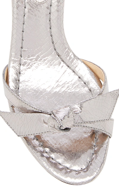 Shop Alexandre Birman Clarita Bow-embellished Metallic Leather Sandals In Silver