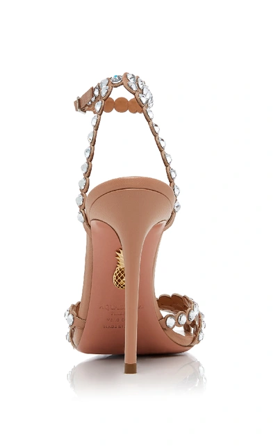 Shop Aquazzura Tequila Embellished Leather Sandals In Neutral