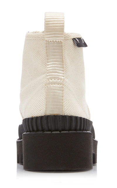 Shop Proenza Schouler Canvas Combat Boots  In Black/white