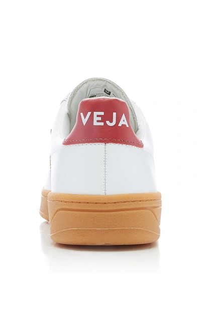 Shop Veja Bastille Two-tone Leather Sneakers In Red