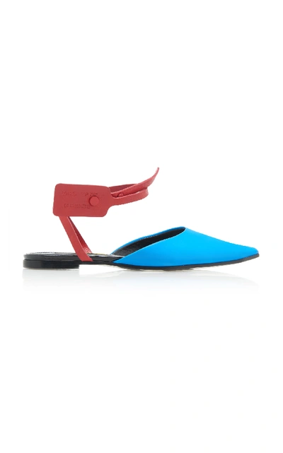 Shop Off-white Zip-tie Leather Point-toe Flats In Blue