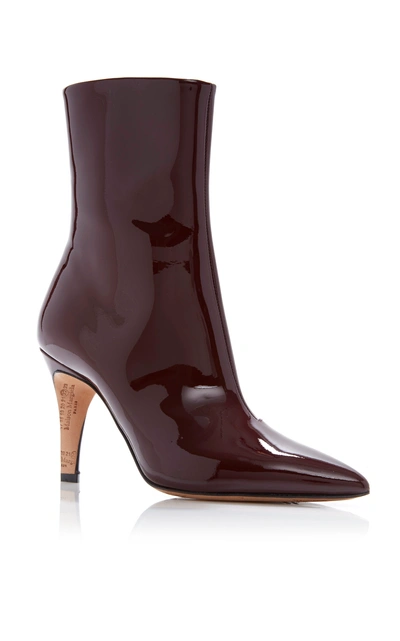 Shop Maison Margiela Patent Leather Ankle Boots In Burgundy