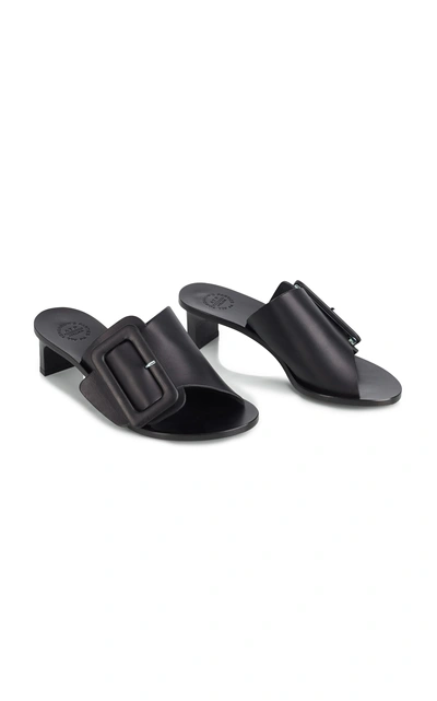 Shop Atp Atelier Cacao Leather Sandals In Black