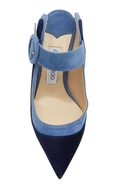 Shop Jimmy Choo Hendrix Two-tone Suede Mules In Blue