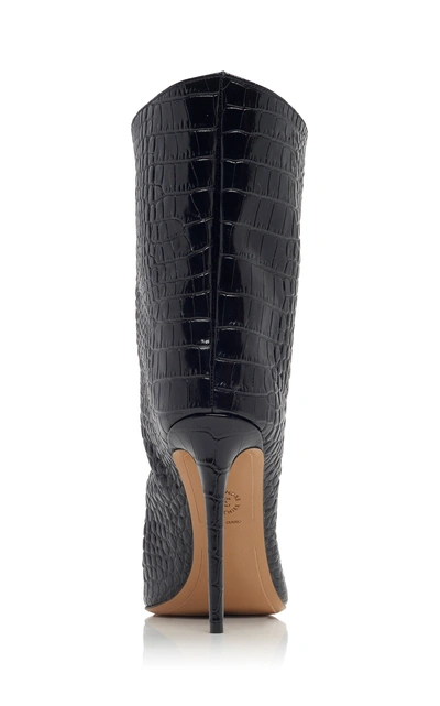 Shop Alexandre Vauthier Alex Croc-effect Leather Ankle Boots In Black