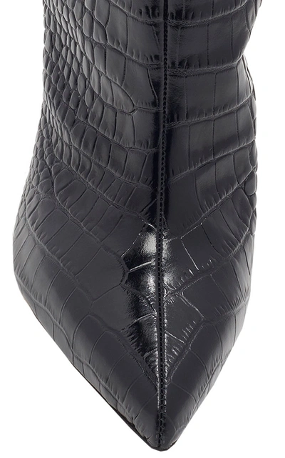 Shop Alexandre Vauthier Alex Croc-effect Leather Ankle Boots In Black