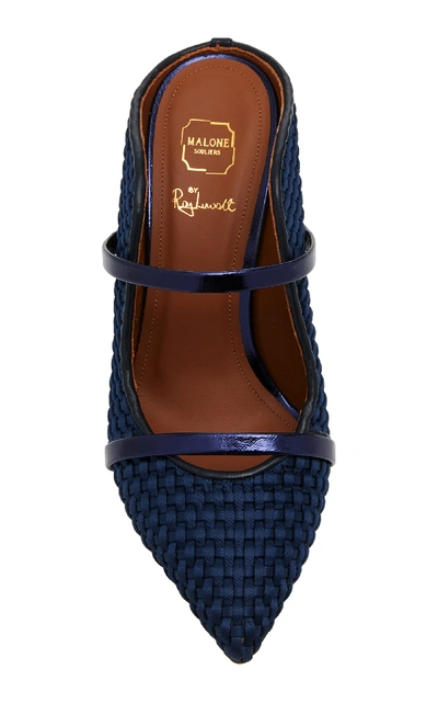 Shop Malone Souliers Maureen Luwolt Satin Mules In Navy