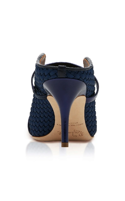 Shop Malone Souliers Maureen Luwolt Satin Mules In Navy