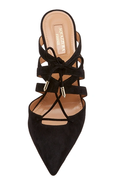 Shop Aquazzura Belgravia Point-toe Lace-up Leather Sandals In Black
