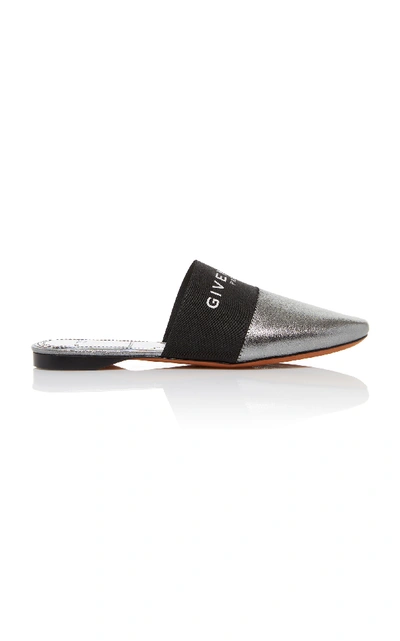 Shop Givenchy Bedford Metallic Leather Mules In Silver