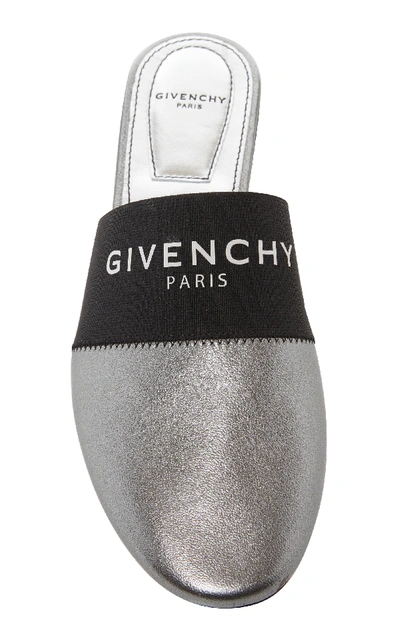 Shop Givenchy Bedford Metallic Leather Mules In Silver