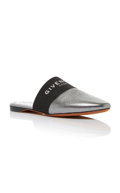 Shop Givenchy Bedford Metallic Leather Mules In Silver