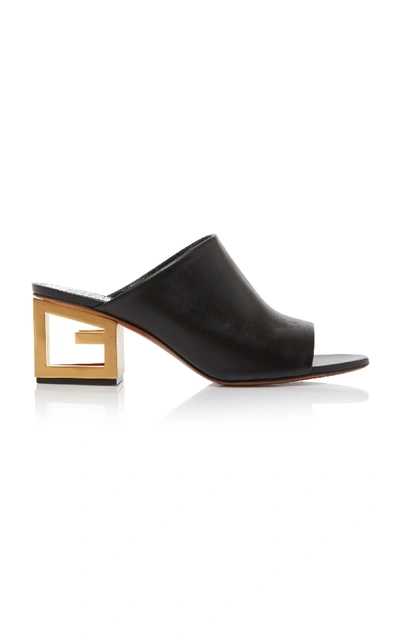 Shop Givenchy Triangle Open-toe Leather Mules In Black