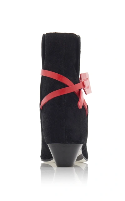 Shop Off-white Zip Tie Suede Jodphur Boots In Black