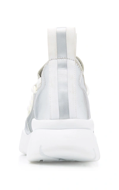 Shop Bally Bise Metallic Leather-trimmed Neoprene Sneakers In Silver