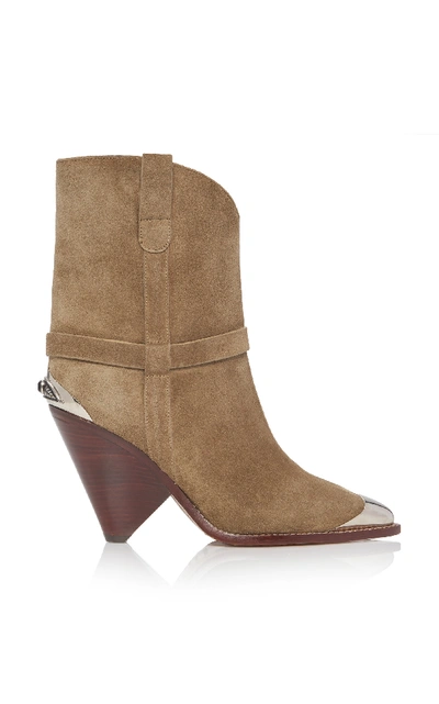 Shop Isabel Marant Lamsy Calf Suede Boots In Neutral