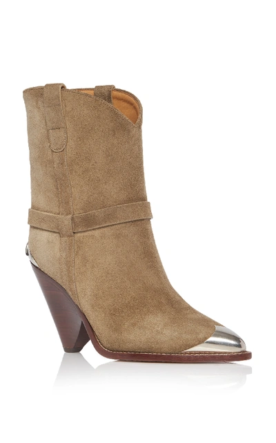 Shop Isabel Marant Lamsy Calf Suede Boots In Neutral