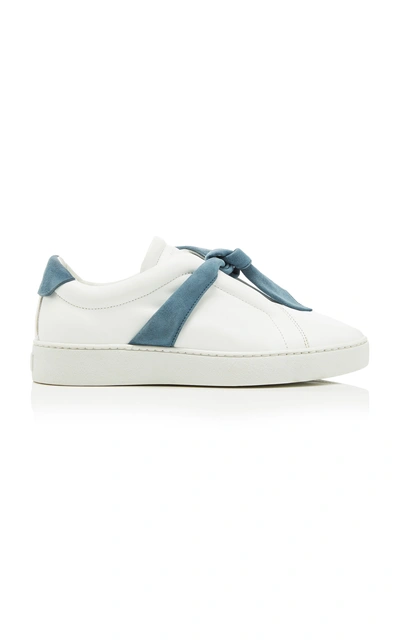 Shop Alexandre Birman Clarita Bow-embellished Leather And Suede Sneakers In Blue