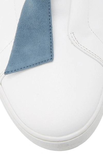 Shop Alexandre Birman Clarita Bow-embellished Leather And Suede Sneakers In Blue