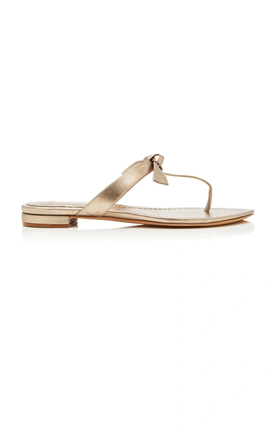 Shop Alexandre Birman Clarita Bow-embellished Metallic Leather Sandals In Gold