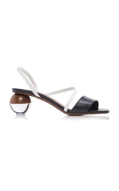 Shop Neous Latouria Leather Slingback Sandals In Black/white