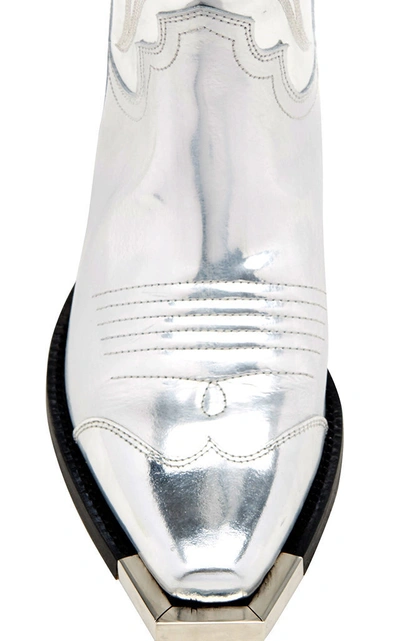 Shop Off-white "for Walking" Metallic Cowboy Boots In Silver