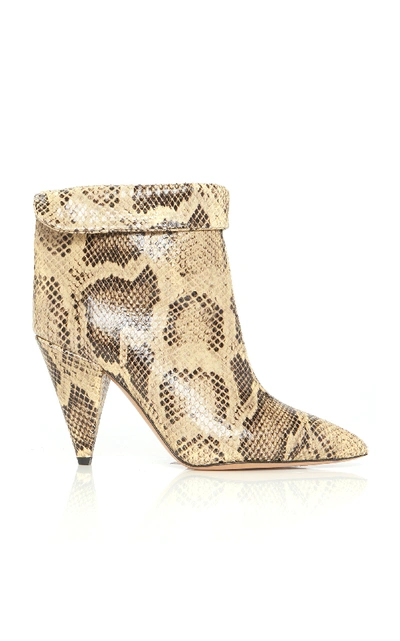 Shop Isabel Marant Lisbo Embossed Calfskin Boots In Neutral