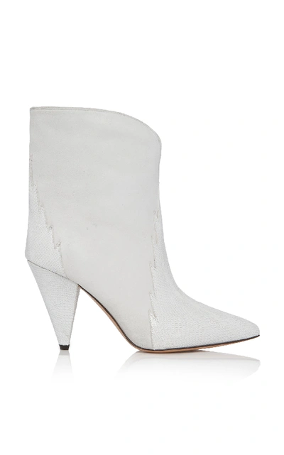 Shop Isabel Marant Archee Calf Suede Boots In White