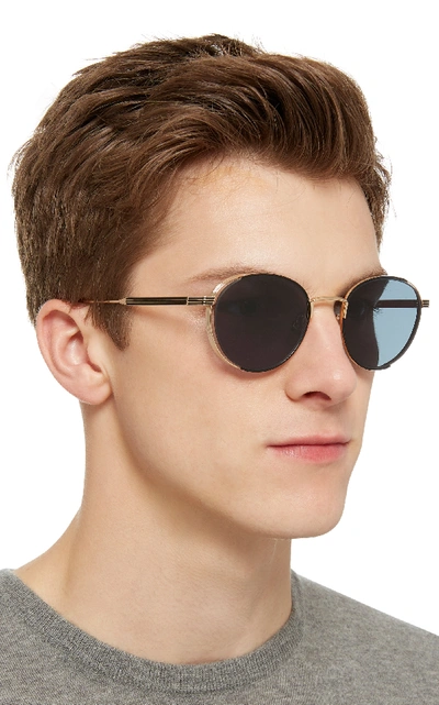 Shop Thom Browne Round Gold-tone Metal Sunglasses In Black