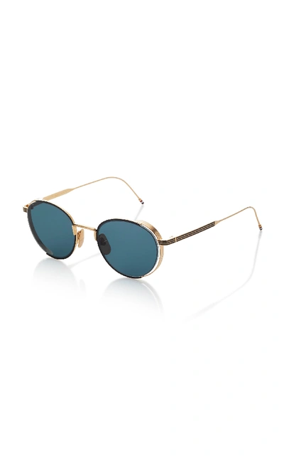 Shop Thom Browne Round Gold-tone Metal Sunglasses In Black
