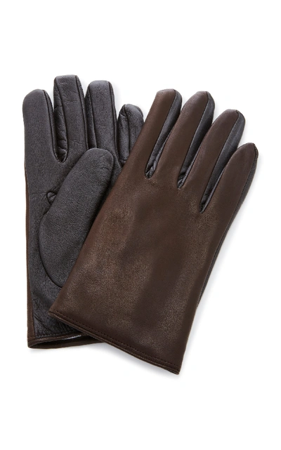 Shop Labonia Cashmere-lined Leather Gloves In Brown