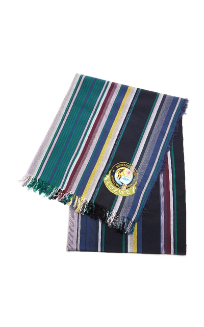 Shop Loewe Multicolored Cotton-striped Scarf