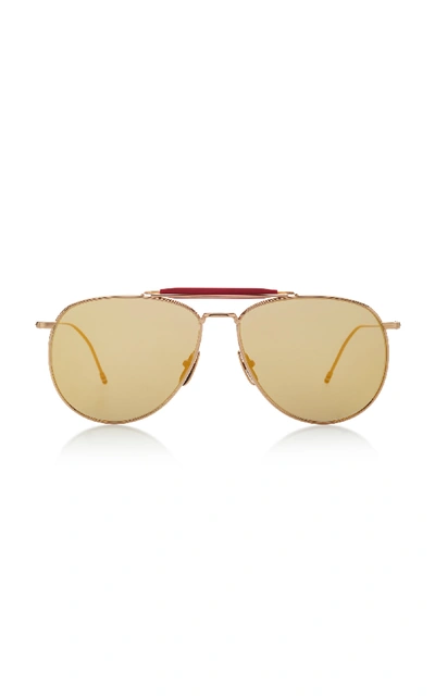 Shop Thom Browne Oversized Gold-tone Aviator Sunglasses