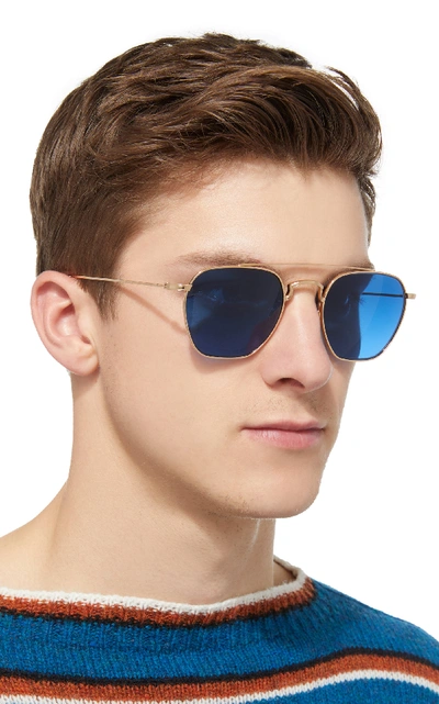 Shop Barton Perreira Doyen Titanium Sunglasses In Blue