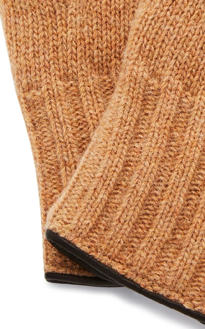 Shop Labonia Leather-paneled Cashmere Gloves In Brown