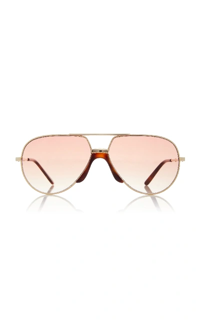 Shop Gucci Oversized Metal Aviator Sunglasses In Gold