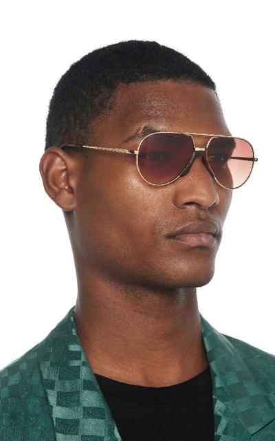 Shop Gucci Oversized Metal Aviator Sunglasses In Gold
