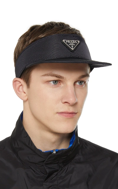 Shop Prada Logo Shell Visor In Black