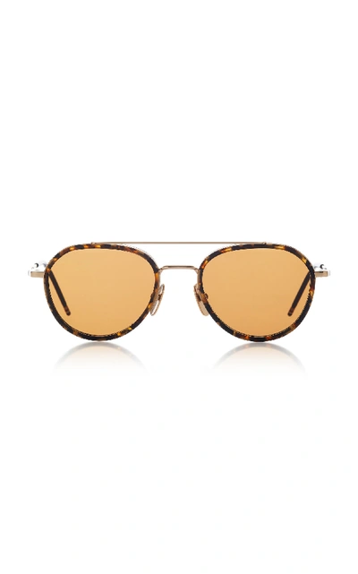 Shop Thom Browne Tortoiseshell Aviator Sunglasses In Brown