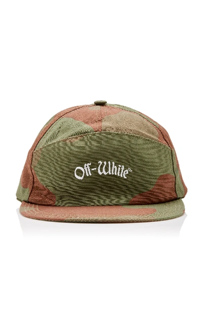 Shop Off-white Embroidered Camouflage Cotton-canvas Baseball Cap In Green