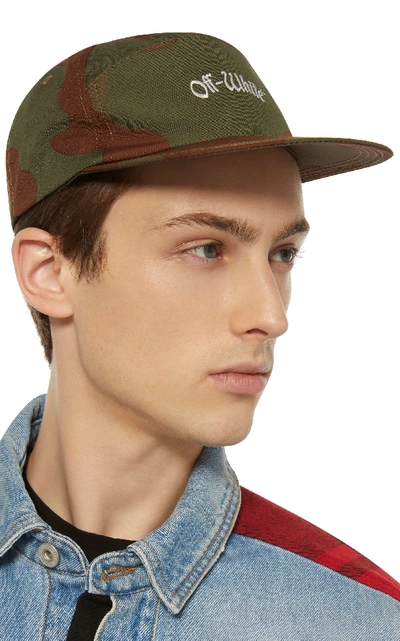 Shop Off-white Embroidered Camouflage Cotton-canvas Baseball Cap In Green