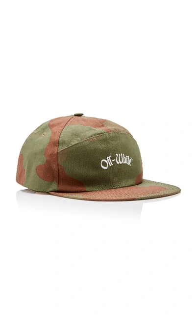 Shop Off-white Embroidered Camouflage Cotton-canvas Baseball Cap In Green