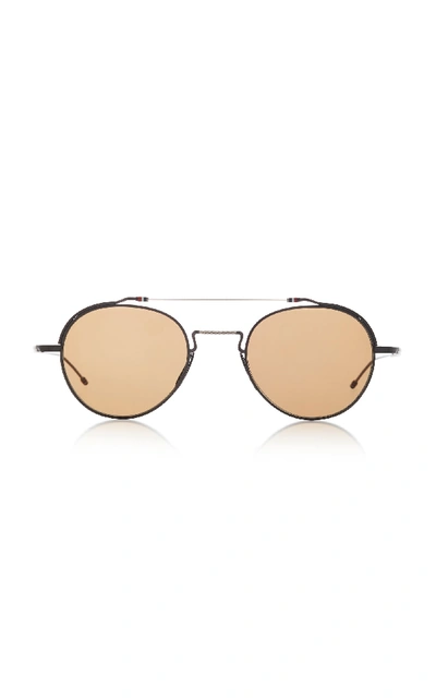 Shop Thom Browne Round-frame Metal Sunglasses In Black