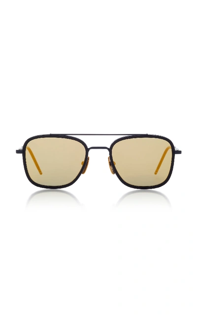 Shop Thom Browne Square-frame Metal Sunglasses In Navy