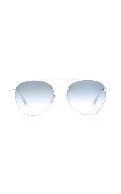 Shop Mr Leight Rodeo Platinum-plated Aviator Sunglasses In Grey