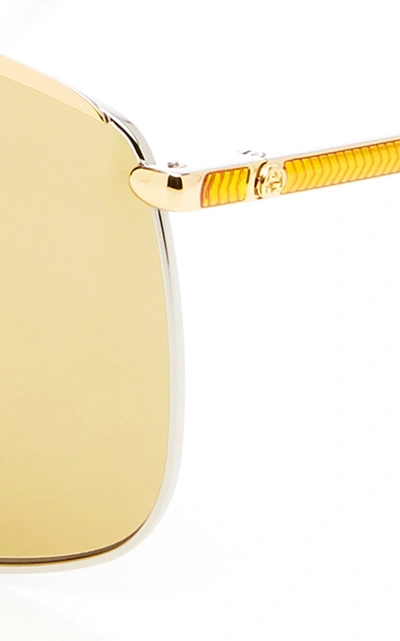 Shop Gucci Square-frame Metal Sunglasses In Gold